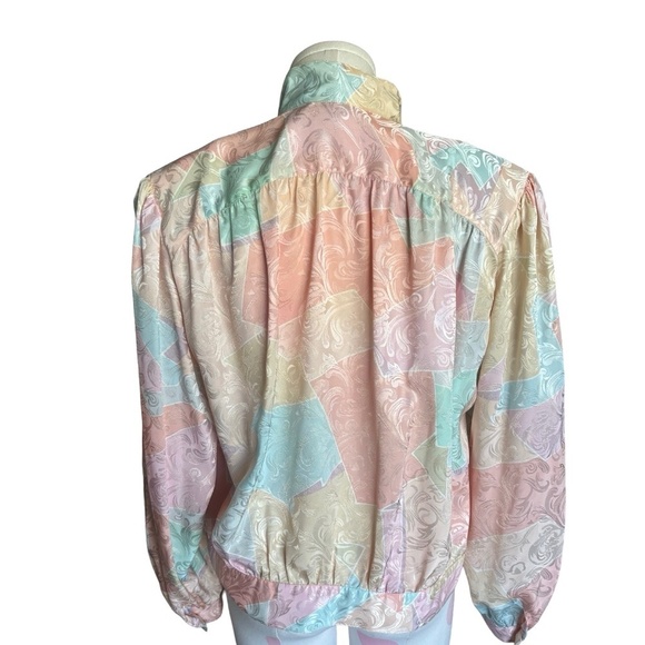 Vintage 90's Anne Klein  Floral Bomber Blouse - Large/14 - Picture 4 of 5